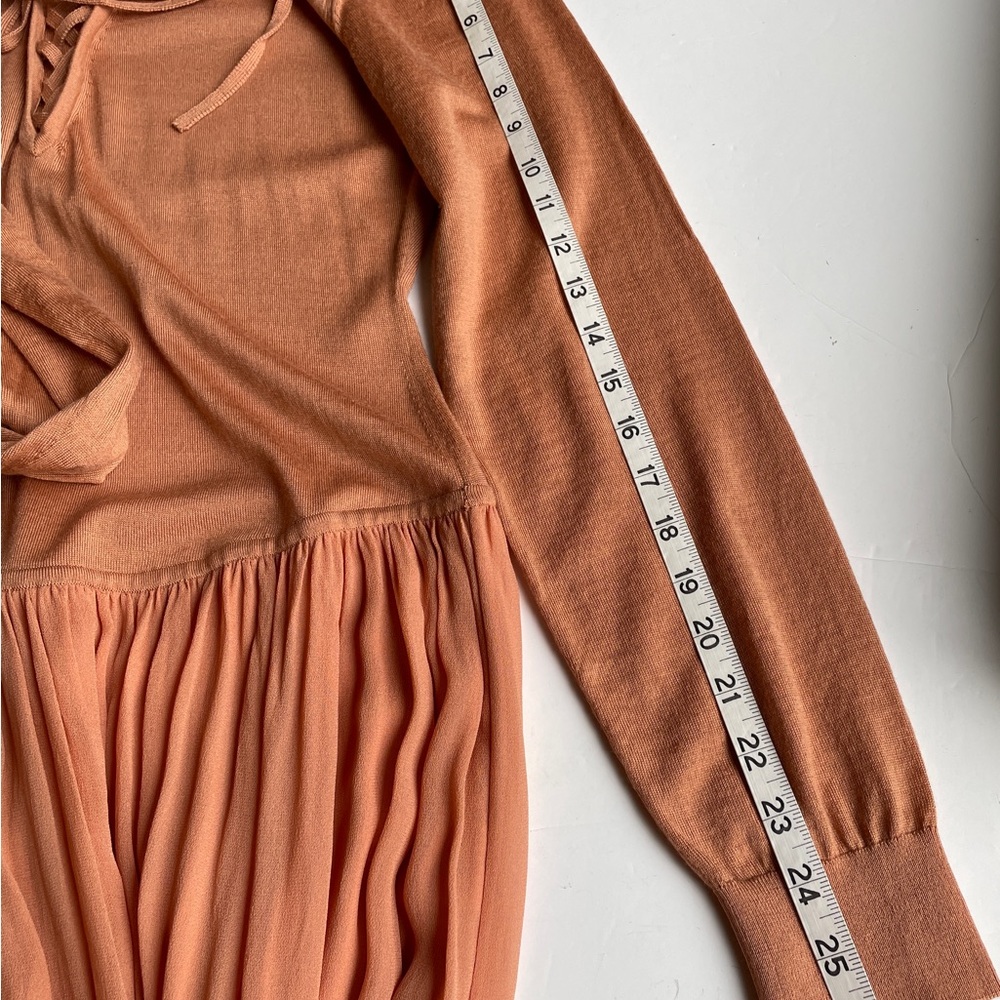 Ulla Johnson Peach Lace-Up Long Sleeve Maxi Dress - Picture 13 of 13